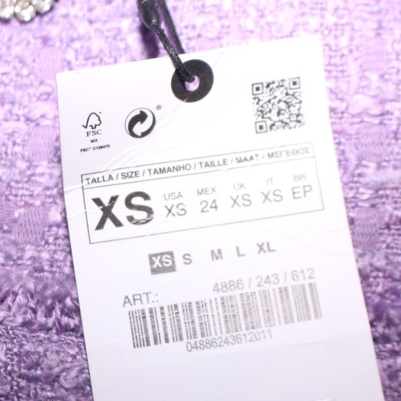 NWT Zara Purple Tweed Mini Dress Size XS - Picture 8 of 10